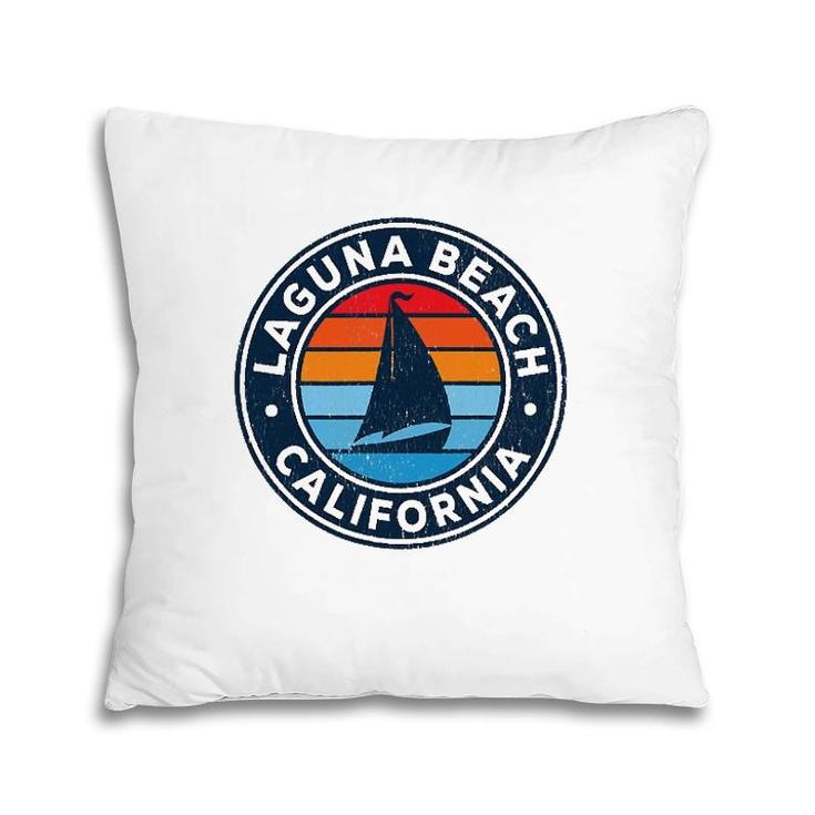 Laguna Beach California Ca Vintage Sailboat Retro 70S Pillow