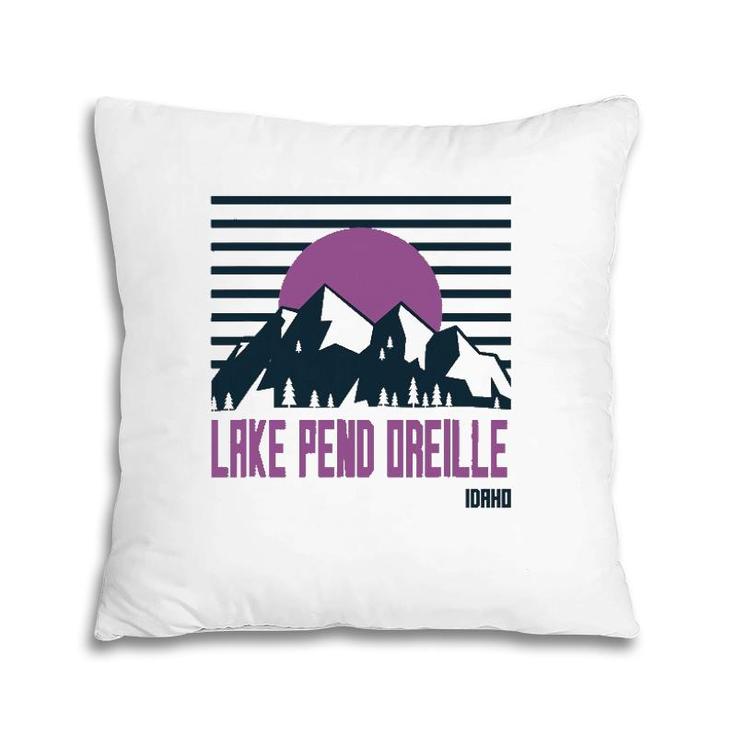 Lake Pend Oreille Vintage Mountains Hiking Camp Idaho Retro Pillow