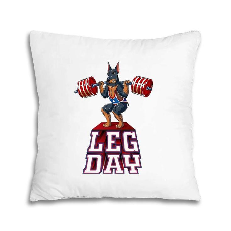 Leg Day Doberman Weight Lifting Squat Gym Pillow