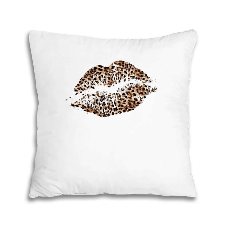 Leopard Print Lips Cheetah Spots Pillow