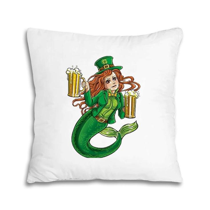 Leprechaun Mermaid St Patrick's Day Redhead Women Lady Beer Pillow