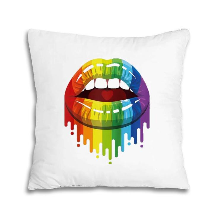 Lgbt Rainbow Kissable Mouth Teepride Gay Csd Raglan Baseball Tee Pillow