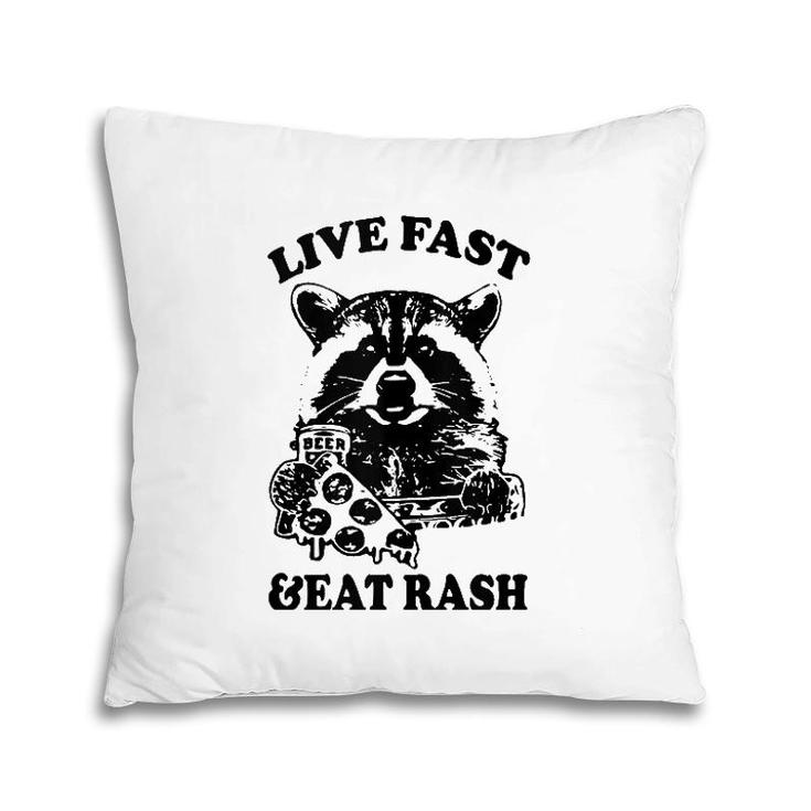 Live Fast Eat Trash Funny Raccoon Camping Vintage  Pillow