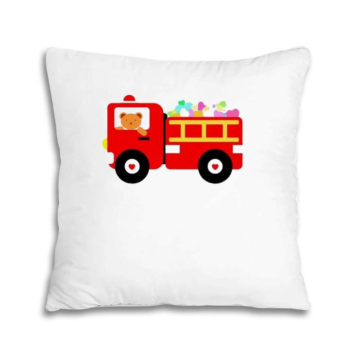 Loads Of Love Firetruck Valentine's Day Firefighter Pillow