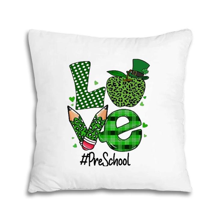 Love Pre-K Preschool Teacher St Patrick's Day Apple Leopard Pillow