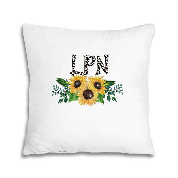 Lpn Leopard Text Sunflower Licensed Practical Nurse Gift Pillow