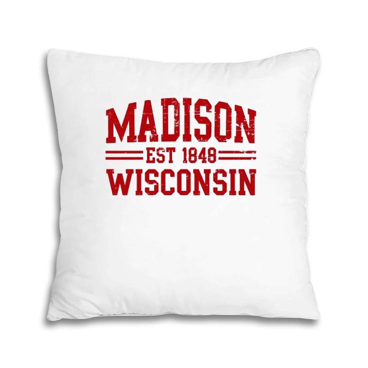 Madison Wisconsin Madison Gift Distressed Text  Pillow