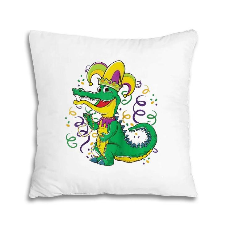 Mardi Gras Crocodile Funny Alligator Jester Hat  Pillow