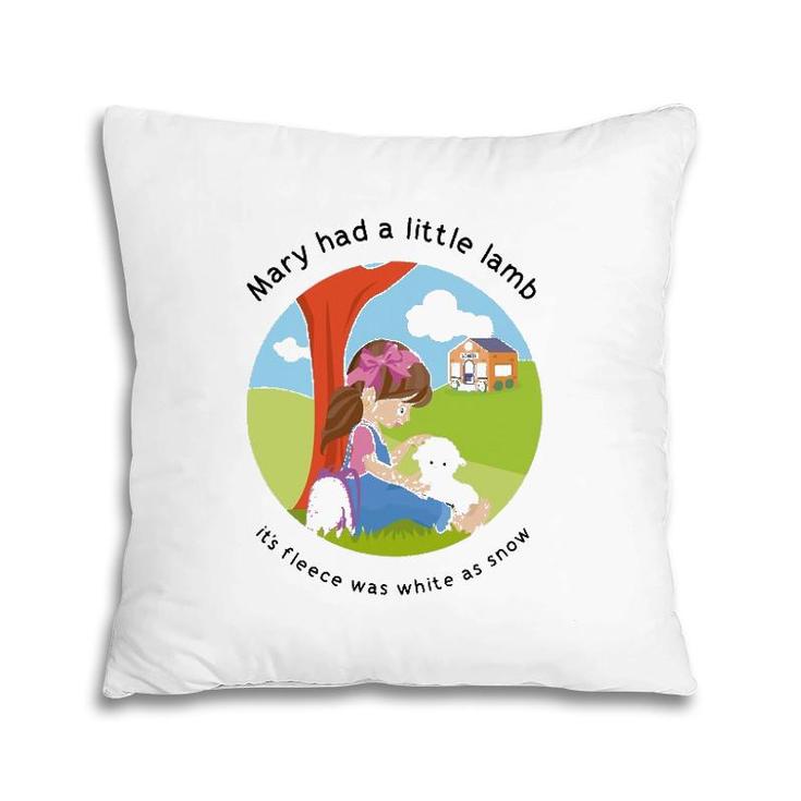Mary Had A Little Lamb English Nursery Rhyme Theme Pillow