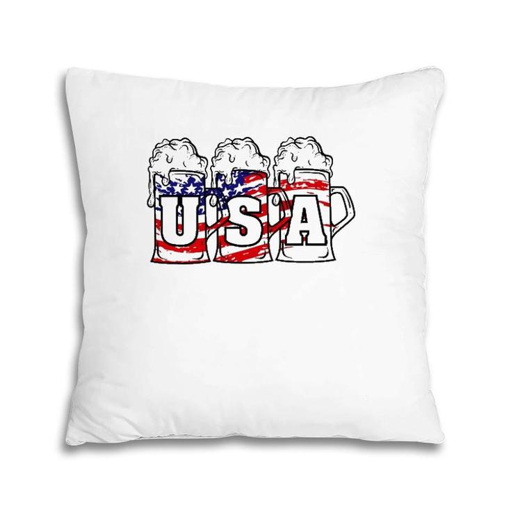 Mens 4Th Of July  Usa Beer American Flag Women Merica Pillow