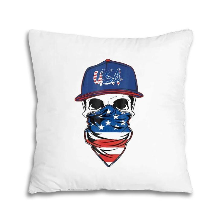 Men's American Flag Skull Usa Military Pillow