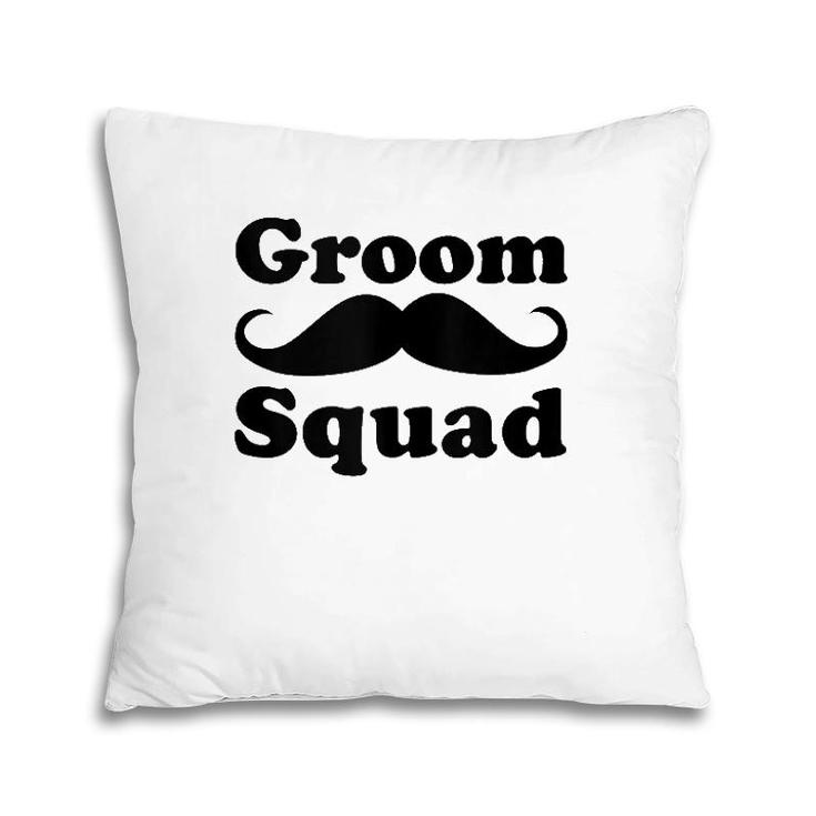 Mens Funny Groom Squad Mustache Bachelor Party Groomsman Gift  Pillow