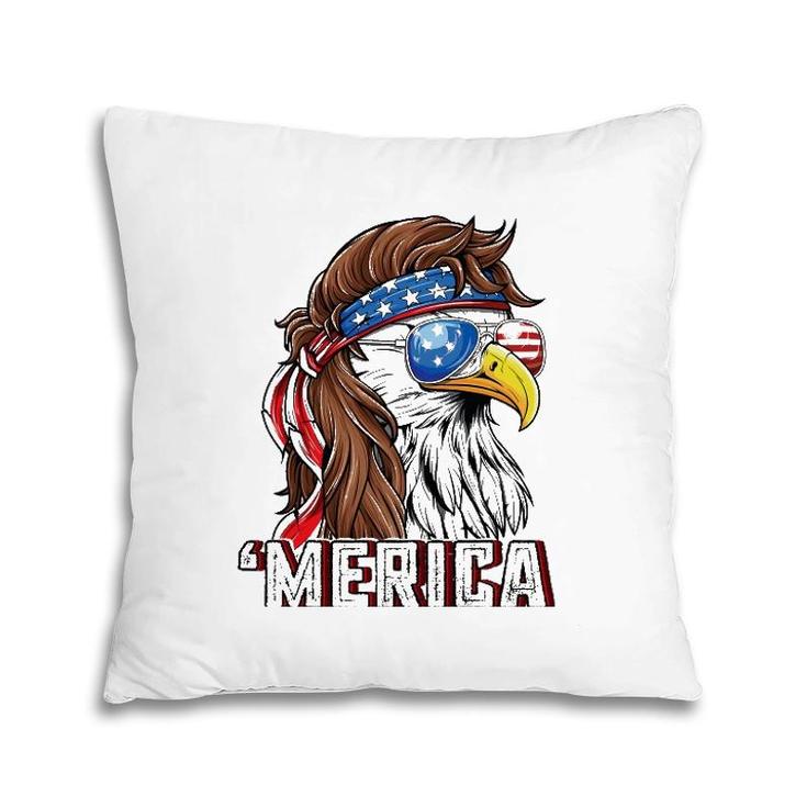 Merica Usa American Flag Patriotic 4Th Of July Bald Eagle Pillow