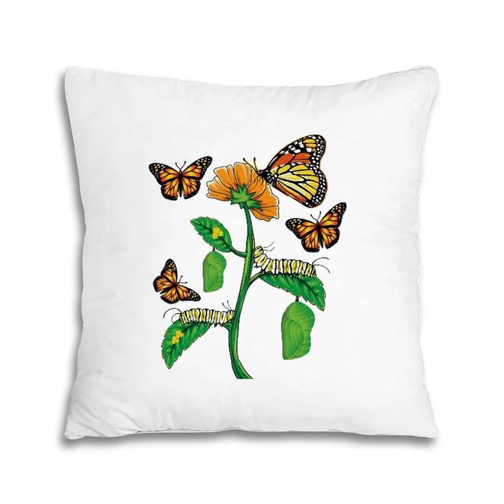 Monarch Butterfly Lover Life Cycle Metamorphosis Caterpillar Pillow