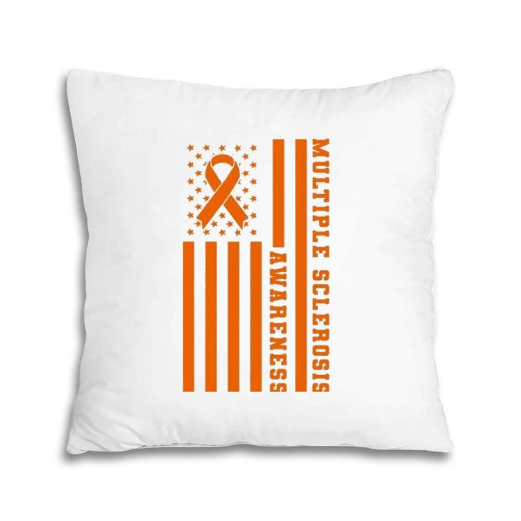 Multiple Sclerosis Ms Awareness Patriotic Usa American Flag Pillow