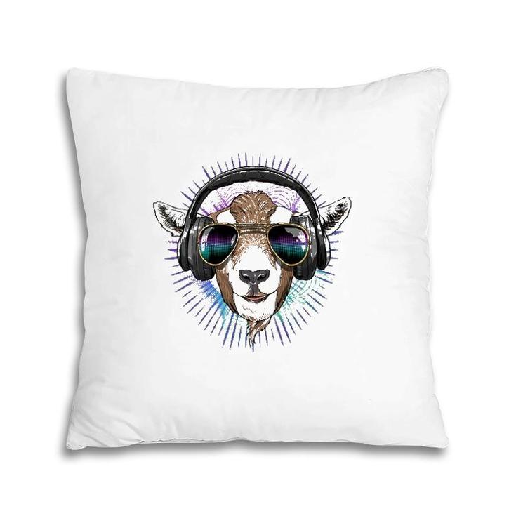 Music Goat Dj With Headphones Musical Goat Lovers Pillow