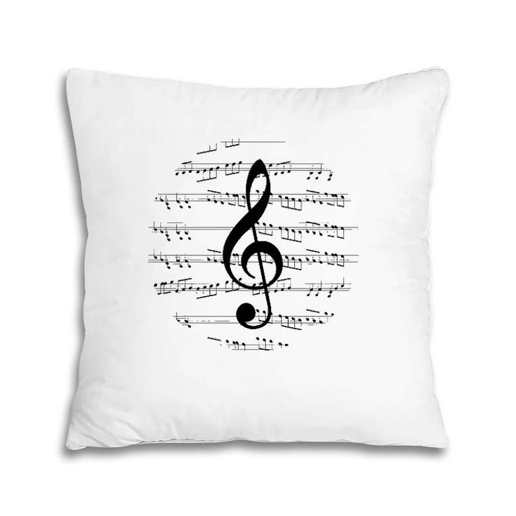 Music Sheet Notes G-Clef Symbol Vintage Design Musician Gift Pillow