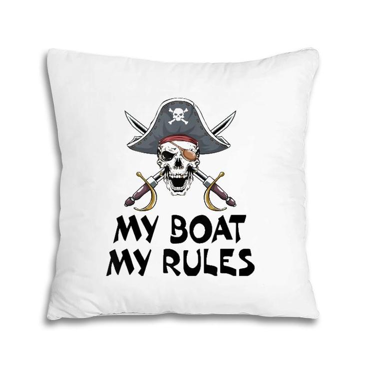 My Boat My Rules Pirate Novelty Halloween  Pillow