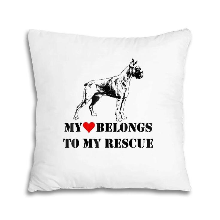 My Heart Belongs To My Rescue Boxer Puppy Paw Dog Pet Family Pillow