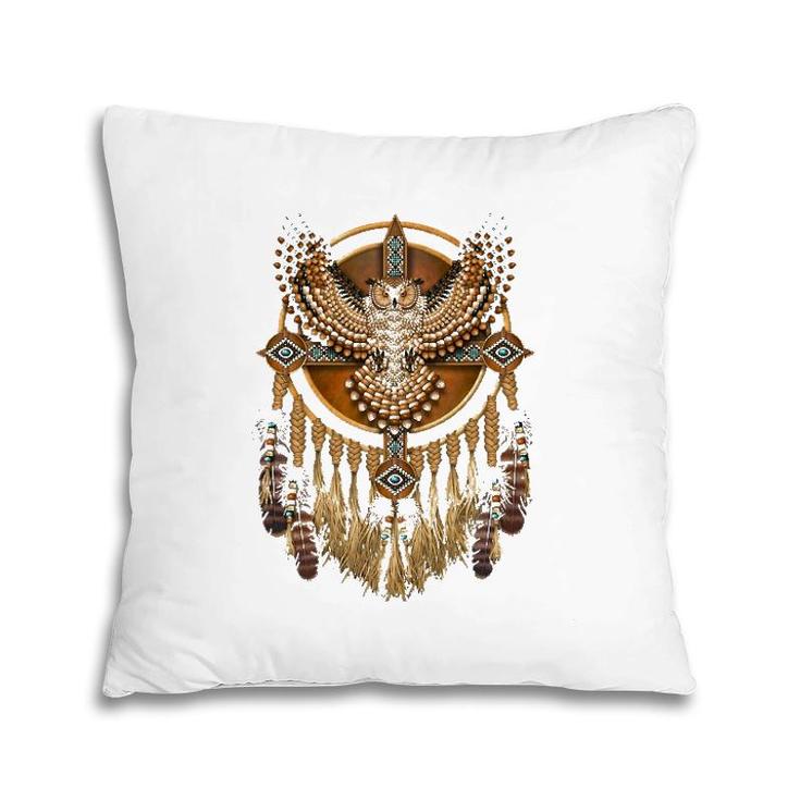 Native American Beadwork Owl Mandala Gift For Women Men Pillow