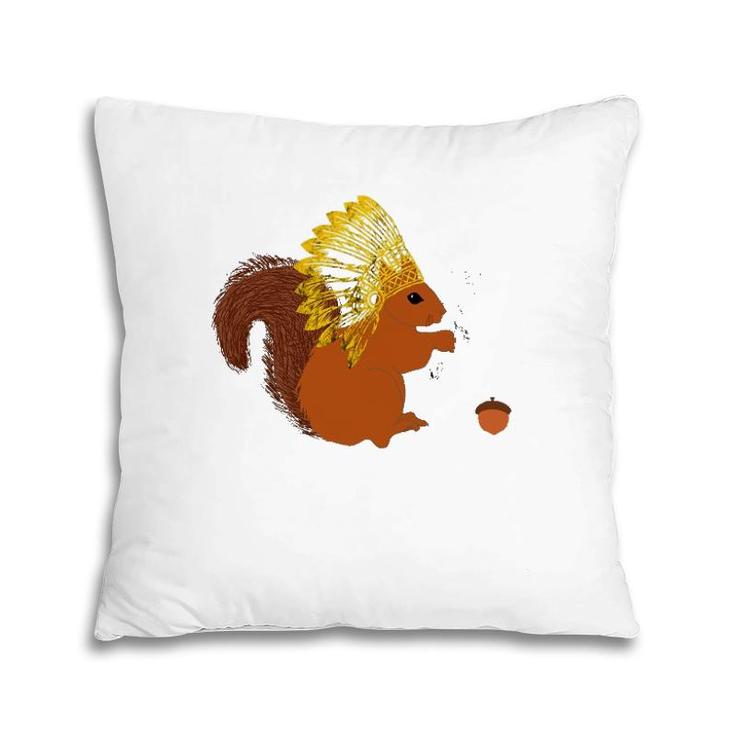 Native American Squirrel Indian Chief Pride Rodent Headdress Pillow