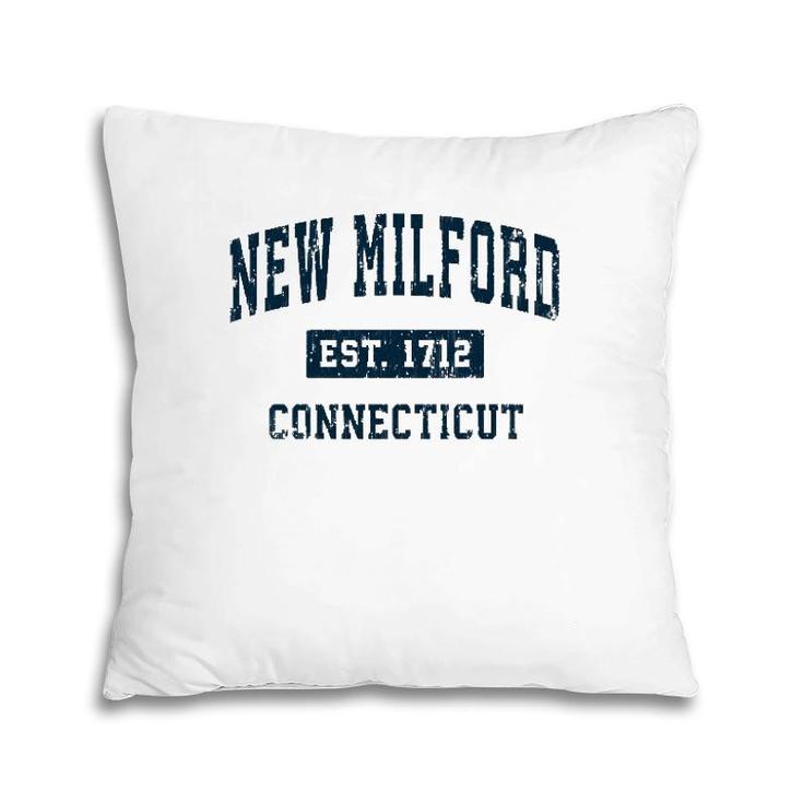 New Milford Connecticut Ct Vintage Sports Design Navy Print Pillow