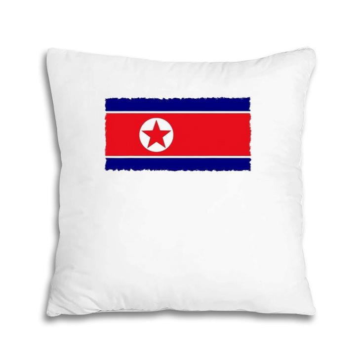 North Korea Flag Distressed Pillow