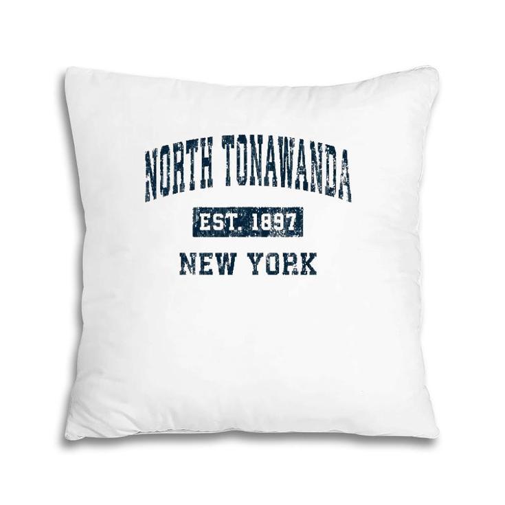 North Tonawanda New York Ny Vintage Sports Design Navy Print Pillow