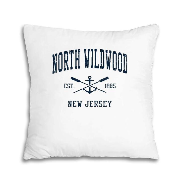 North Wildwood Nj Vintage Navy Crossed Oars & Boat Anchor Pillow
