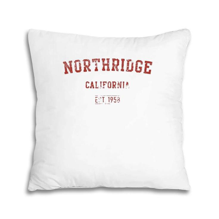 Northridge California Distressed Text Sport Style Pillow