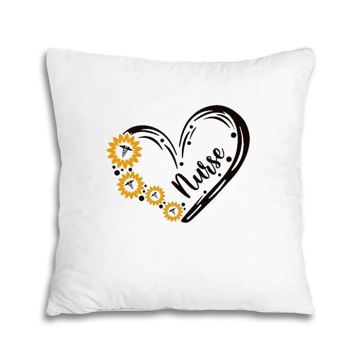 Nurse Caduceus And Flower Heart Shape Nursing Life Pillow