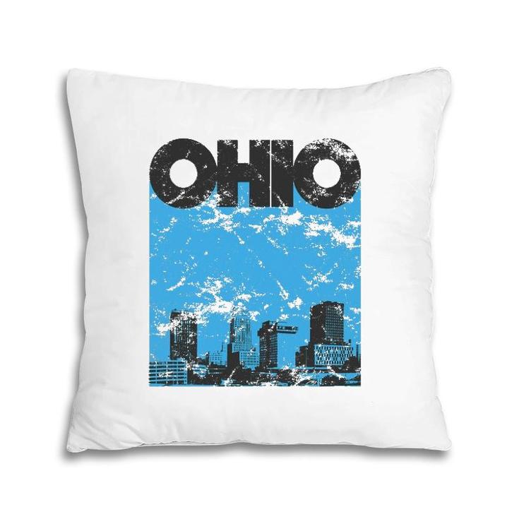 Ohio  Vintage 70S Style Skyline Pillow