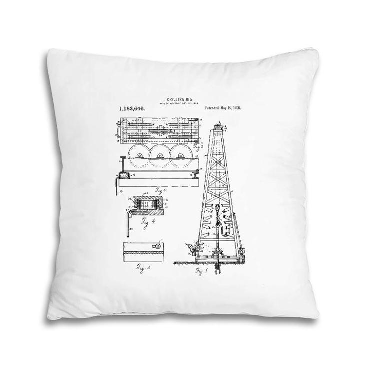 Oil Rig Blueprint - Petroleum Engineer Oilfield Tee Pillow