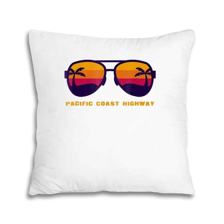 Pacific Coast Highway - Sunglasses - Palm Trees & Sun  Pillow
