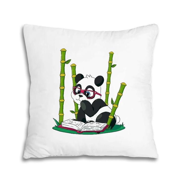 Panda Bear Book Worm Nerd Reading Bamboo Jungle Gift Pillow
