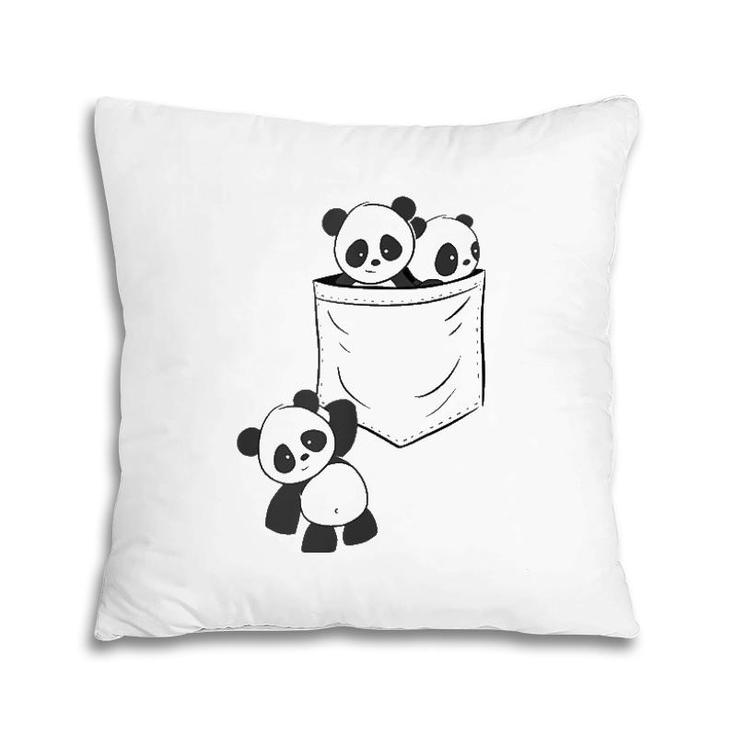 Panda Lovers Cute Kawaii Baby Pandas In Pocket V-Neck Pillow