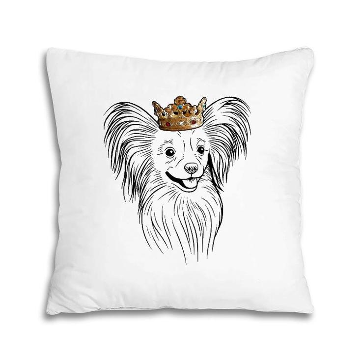 Papillon Dog Wearing Crown Dog Lover Gift Pillow