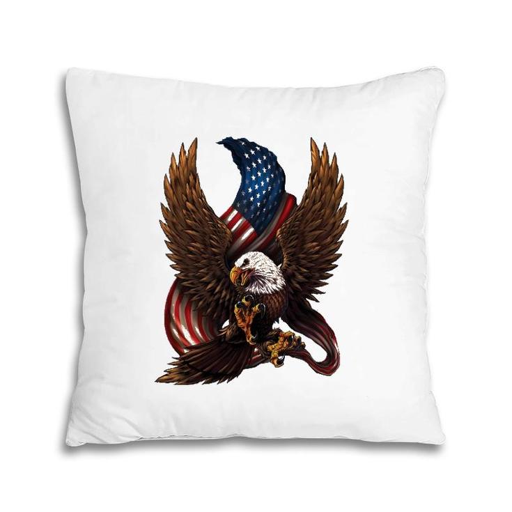 Patriotic American Design With Eagle And Flag Pillow