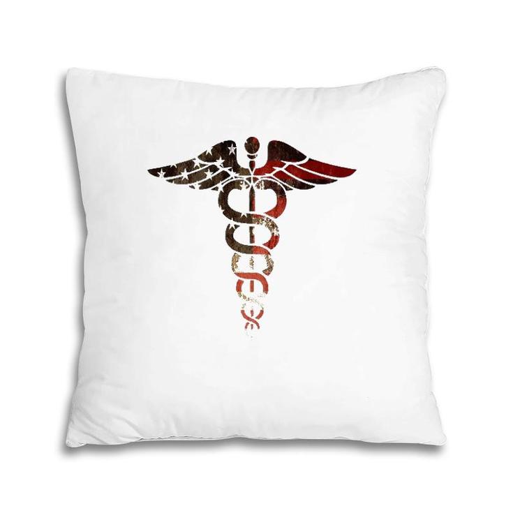 Patriotic Flag Caduceus-Great For Nurses, Dr's, Emt, Medic Pillow