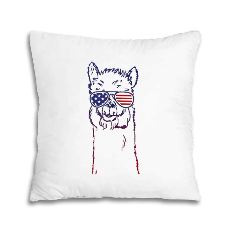 Patriotic Llama Alpaca - American Usa Flag Pillow