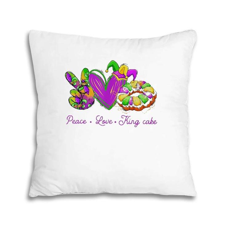 Peace Love King Cake Funny Mardi Gras Party Carnival Gifts Pillow