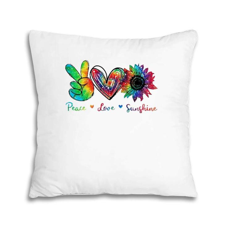 Peace Love Sunshine Sunflower Hippie Tie Dye Pillow