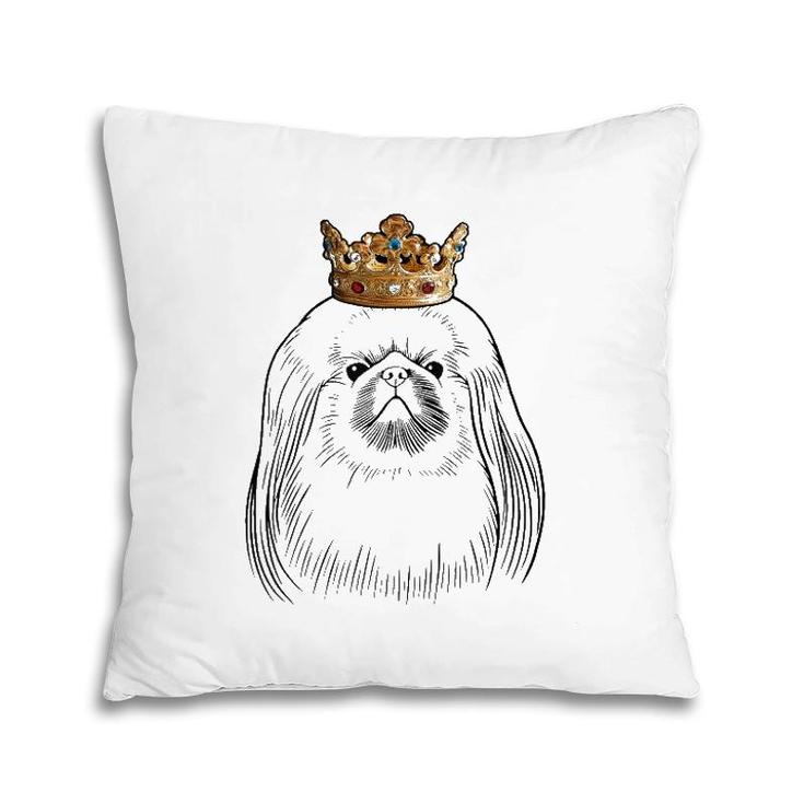 Pekingese Dog Wearing Crown  Pillow