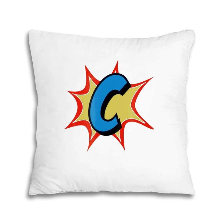 Personalized Comic Book, Letter Initial C, Cartoon Pillow