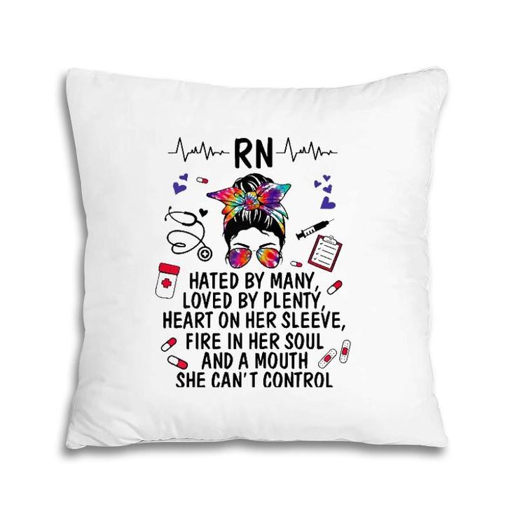 Ph Tie Dye Messy Bun Nurse Rn Life Nursing Heartbeat Pillow