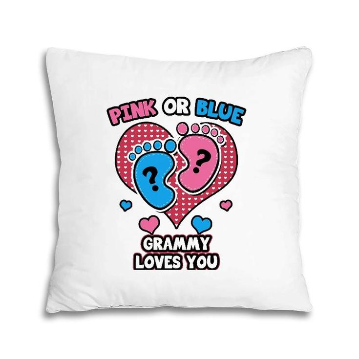 Pink Or Blue Grammy Loves You Gender Reveal Announcement Pillow