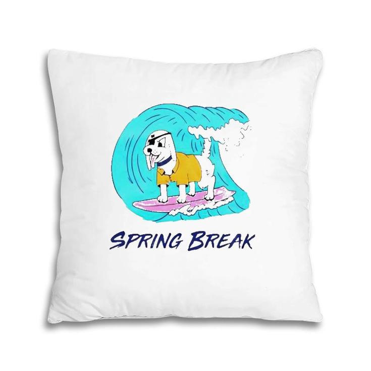 Pirate Dog Spring Break Surfing Dog Beach Vacation Pillow