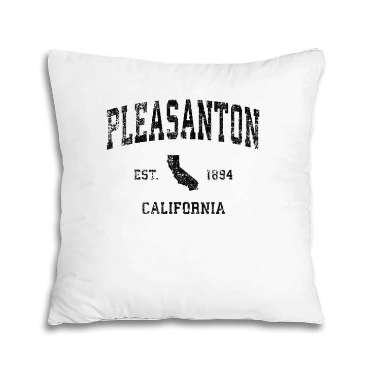 Pleasanton California Ca Vintage Sports Design Black Print Pillow