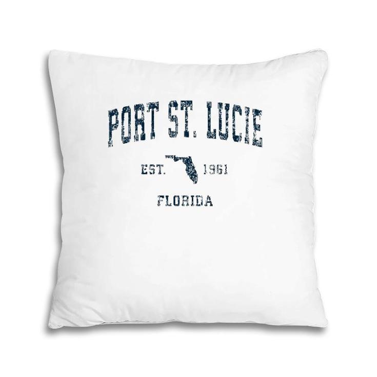 Port St Lucie Florida Fl Vintage Sports Design Navy Print Pillow