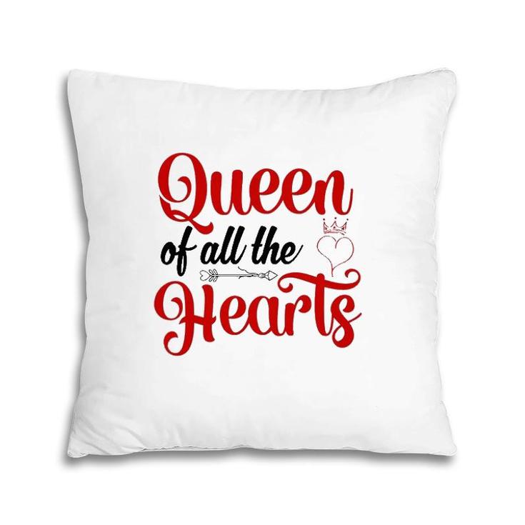 Queen Of All The Hearts Valentine Cute Couple Valentine Pillow
